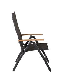 Składane krzesło ogrodowe Panama, Stelaż: aluminium, lakierowane, Czarny, drewno tekowe, S 58 x G 75 cm