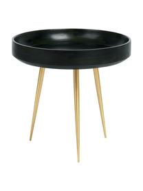 Kleine design bijzettafel Bowl Table van mangohout, Tafelblad: mangohout, bekleed met lo, Poten: vermessingd metaal, Nori groen, messingkleurig, Ø 40 x H 38 cm