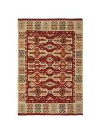 Kilim en laine tissé main Ria, Rouge, beige, orange, brun