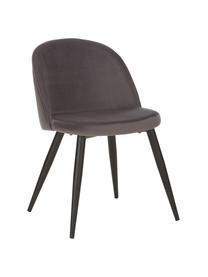 Moderne fluwelen stoelen Amy, 2 stuks, Bekleding: fluweel (polyester) De be, Poten: gepoedercoat metaal, Donkergrijs, B 51 x D 55 cm