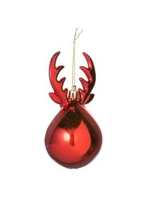 Adornos navideños irrompibles Rudolph, 2 uds., Figura: plástico, Rojo, blanco, dorado, Ø 5 x Al 12 cm