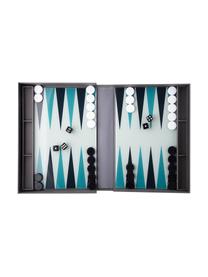 Juego de Backgammon, Papel, acrílico, Gris, negro, turquesa, blanco, Ancho 31 x Alto 5 cm