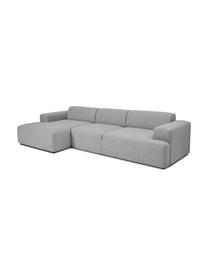 Sofa narożna Melva (4-osobowa), Tapicerka: poliester Dzięki tkaninie, Nogi: lite drewno bukowe, lakie, Szary, S 319 x G 144 cm