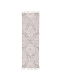 Tapis de couloir en laine crème tissé main Delight, Taupe, blanc crème