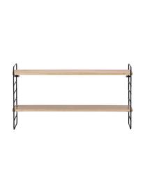 Estante de pared pequeño North, Estructura: metal recubierto, Estantería: tablero de fibras de dens, Negro, marrón, An 65 x Al 35 cm