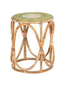 Tavolino in rattan beige/verde Dennise, Gambe: rattan, Beige, verde, bianco, Ø 41 x Alt. 50 cm