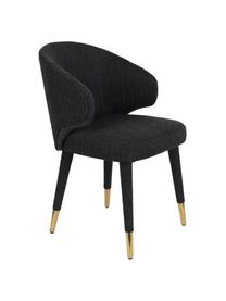 Krzesło tapicerowane Lunar, Tapicerka: 100% aksamit poliestrowy , Stelaż: drewno warstwowe, drewno , Nogi: metal malowany proszkowo, Czarny, S 52 x G 59 cm