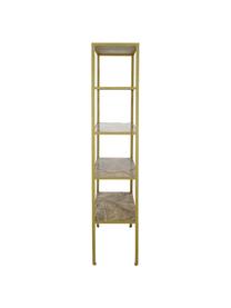 Marmeren stellingkast Jungle, Frame: gecoat metaal, Goudkleurig, bruin, 75 x 180 cm