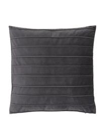 Housse de coussin en velours gris foncé Lola, Velours (100 % polyester), Gris, larg. 40 x long. 40 cm