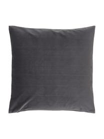 Housse de coussin en velours gris foncé Lola, Velours (100 % polyester), Gris, larg. 40 x long. 40 cm