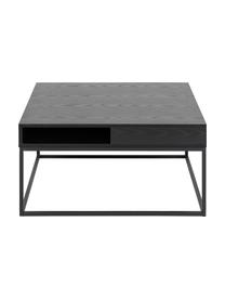 Willford houten salontafel in zwart, Tafelblad: gelamineerd MDF, Frame: gepoedercoat metaal, Zwart, B 80 x H 40 cm