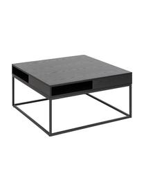 Willford houten salontafel in zwart, Tafelblad: gelamineerd MDF, Frame: gepoedercoat metaal, Zwart, B 80 x H 40 cm