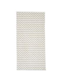 Serviette de toilette coton pur à imprimé zigzag Liv, Blanc crème & couleur sable, à imprimé, Serviettes de toilette, larg. 50 x long. 100 cm, 2 pièces