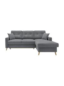 Sofa narożna z funkcją spania i miejscem do przechowywania Sweden, Tapicerka: poliester, Nogi: drewno naturalne, Szary, S 224 x G 149 cm