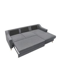 Sofa narożna z funkcją spania i miejscem do przechowywania Sweden, Tapicerka: poliester, Nogi: drewno naturalne, Szary, S 224 x G 149 cm