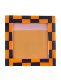 Cornice fotografica Check, Plastica, Arancione, blu scuro, Larg. 13 x Alt. 13 cm