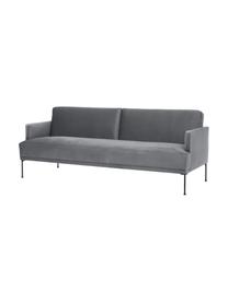 Samt-Schlafsofa Fluente (3-Sitzer), Bezug: Samt (Hochwertiger Polyes, Gestell: Massives Kiefernholz, FSC, Füße: Metall, pulverbeschichtet, Samt Dunkelgrau, B 220 x T 88 cm