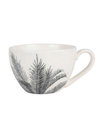 Tazza con piattino con motivo tropicale Papaye 4 pz, Porcellana, Bianco, nero, Ø 9 x Alt. 7 cm