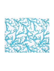 Baumwoll-Tischsets Estran mit Korallenprint, 6 Stück, Baumwolle, Weiss, Blau, 38 x 50 cm