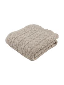 Coperta a maglia con motivo a trecce Caleb, 100% cotone pettinato, Beige, Larg. 130 x Lung. 170 cm