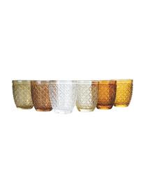 Vasos Castle, 6 uds., Vidrio, Tonos amarillos, Ø 8 x Al 10 cm, 275 ml