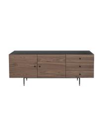 Dressoir Youth met eikenhoutfineer, Frame: MDF met eikenhoutfineer, Poten: gepoedercoat metaal, waln, Walnoothout, 180 x 70 cm