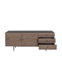 Dressoir Youth met eikenhoutfineer, Frame: MDF met eikenhoutfineer, Poten: gepoedercoat metaal, waln, Walnoothout, 180 x 70 cm