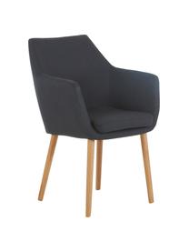 Židle s područkami Nora, Potah: antracitová, nohy: dubové dřevo, Š 58 cm, H 58 cm