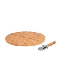 Bambus Pizza-Set Italiana, 2-tlg., Ø 32 cm, Helles Holz, Metall, Ø 32 cm