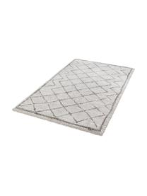 Hochflor-Teppich Luna Diamond mit Rautenmuster, Grau/Creme, Flor: 100% Polypropylen, Creme, Grau, B 80 x L 150 cm (Grösse XS)