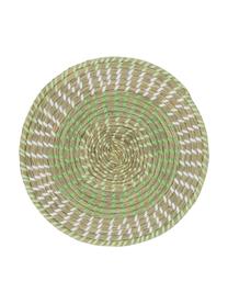 Runde Tischsets Mexico aus Naturfasern, 6er Set, Stroh, Grüntöne, Bunt, Ø 38 cm