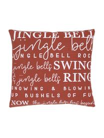 Federa arredo in cotone Jingle Bells, 100% cotone, Terracotta, Larg. 45 x Lung. 45 cm