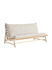 Bamboe loungebank Bamslow met bekleding, Frame: bamboe, Bekleding: 100% katoen, Grijs, bruin, 160 x 87 cm