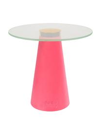 Beistelltisch Leader Of The Fanclub mit Glasplatte, Tischplatte: Hartglas, Pink, Ø 40 x H 39 cm