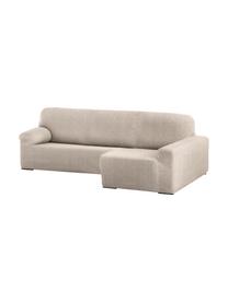 Copertura divano angolare Roc, 55% poliestere, 35% cotone, 10% elastomero, Color crema, Larg. 360 x Alt. 180 cm, chaise-longue a destra