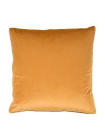 Geborduurde fluwelen kussenhoes Palms met bies, 100% fluweel (polyester), Oranje-geel, goudkleurig, 45 x 45 cm