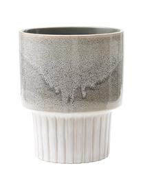 Cache-pot céramique Emine, Céramique, émail, Tons gris, blanc crème, Ø 18 x haut. 23 cm
