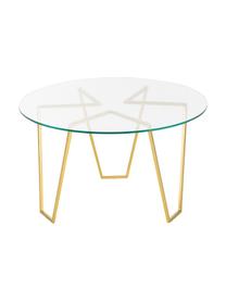 Table basse ronde en verre Scarlett, Structure : laiton Plateau : transparent