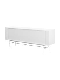 Modern dressoir Anders met deuren in wit, Frame: gelakt MDF, Poten: gepoedercoat metaal, Frame: wit. Poten: mat wit, 200 x 80 cm