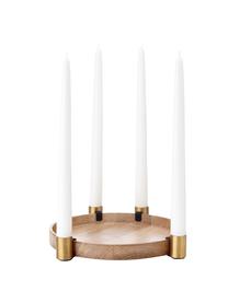 Candelabro Luna, Vassoio: legno di quercia, Candelabro: ottone, Vassoio: legno di quercia<br>Candelabro: ottone, Ø 27 x A 4 cm