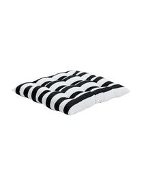Gestreiftes Sitzkissen Timon, Bezug: 100% Baumwolle, Schwarz, Weiß, B 40 x L 40 cm