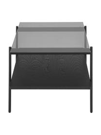 Konferenčný stolík so sklenenou doskou Valentina, Jaseňové drevo, čierna lakované, Š 100 x H 53 cm