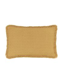 Federa arredo gialla con frange decorative Lorel, 100% cotone, Giallo, Larg. 30 x Lung. 50 cm