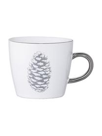 Tazza con motivo natalizio e manico argentato Frost 2 pz, Gres, Bianco, argento, grigio chiaro, Ø 10 x Alt. 8 cm