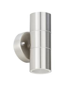 Buitenwandlamp Tube, Frame: edelstaal, Diffuser: glas, Edelstaalkleurig, transparant, Ø 5 x H 16 cm