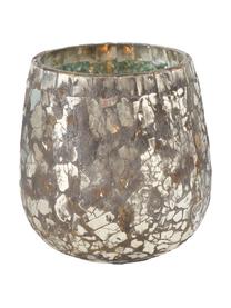Teelichthalter-Set Kyritz, 2-tlg., Glas, Braun, Silberfarben mit Antik-Finish, Ø 12 x H 13 cm