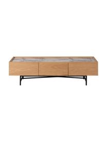 Mueble de TV Carare, Estructura: tablero de fibras de dens, Patas: metal recubierto, Tablero: mármol, Marrón, negro, mármol gris, An 160 x Al 45 cm