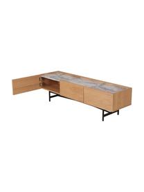 Mueble de TV Carare, Estructura: tablero de fibras de dens, Patas: metal recubierto, Tablero: mármol, Marrón, negro, mármol gris, An 160 x Al 45 cm