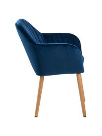 Silla de terciopelo Emilia, Tapizado: poliéster (terciopelo) Al, Patas: madera de roble aceitado, Terciopelo azul oscuro, patas roble, An 57 x F 59 cm