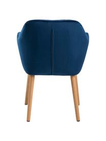 Silla de terciopelo Emilia, Tapizado: poliéster (terciopelo) Al, Patas: madera de roble aceitado, Terciopelo azul oscuro, patas roble, An 57 x F 59 cm